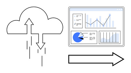 data transfer from cloud to analytics dashboard vector image