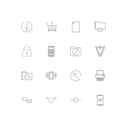 Network and database linear thin icons set vector