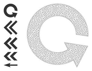 polygonal net rotate ccw icon with simple glyphs vector image