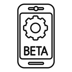 smartphone showing beta version software with gear vector image