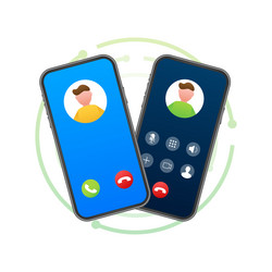 Smartphone with incoming call on display vector