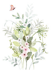 Watercolor Floral Branch Vector Image