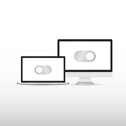 a laptop and computer icon with an on off button vector image