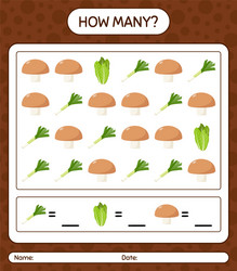 how many counting game with vegetables worksheet vector image