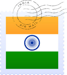 india postage mark national flag stamp vector