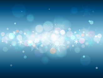 blue background with bokeh and snowflakes vector image