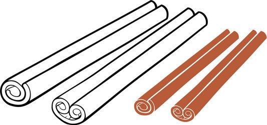 Three brown cinnamon sticks Royalty Free Vector Image