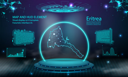 eritrea map light connecting effect background vector