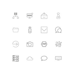 Network and database linear thin icons set vector