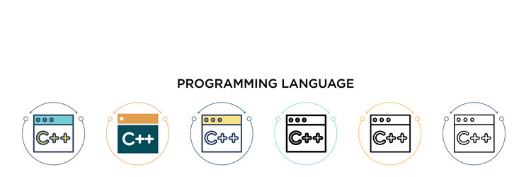 Programming language icon in filled thin line vector