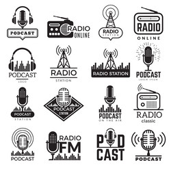 radio station logo music studio podcast speaker vector