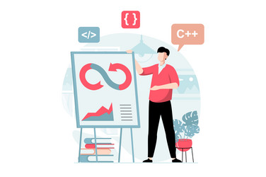 devops concept with people scene in flat design vector image