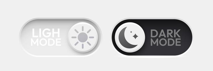 on and off toggle switch buttons dark mode vector image