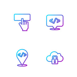 set line cloud computing lock front end vector image