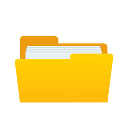 Web computer yellow folder with documents files vector