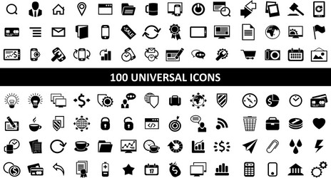 Hundred media icons vector