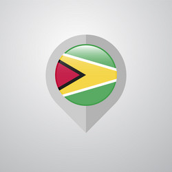 map navigation pointer with guyana flag design vector image