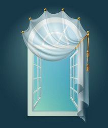 Billowing Curtains Realistic Composition Vector Image