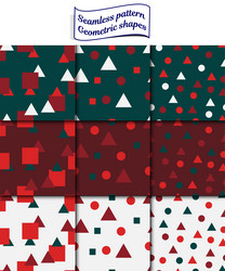 a set of seamless patterns with geometric shapes vector image