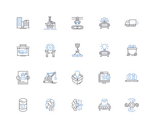 computer science line icons collection algorithm vector