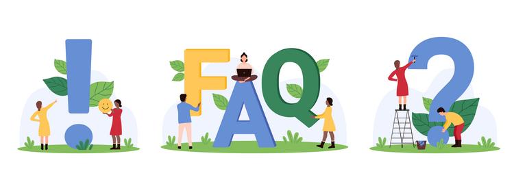 faq exclamation and question mark title set tiny vector image