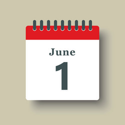 Icon calendar day 1 june summer days year Vector Image