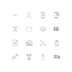 Network and database linear thin icons set vector
