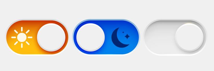 on and off toggle switch buttons dark mode vector image