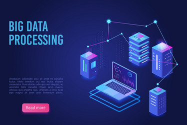 big data processing servers analysing vector image