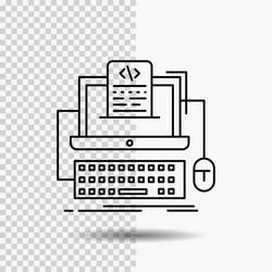 Code coding computer monoblock screen line icon vector