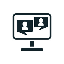 desktop computer displaying online chatting vector image