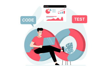 devops concept with people scene in flat design vector image