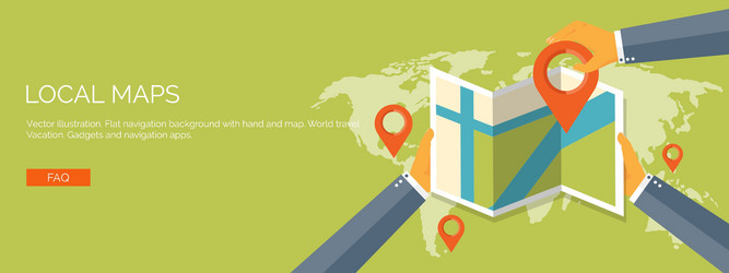 Flat Header Navigation – Map & Location vector image