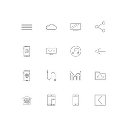 Network and database linear thin icons set vector