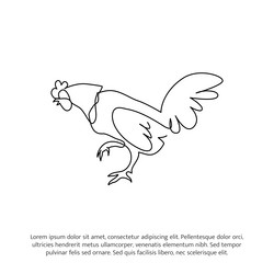 Rooster line design hen decorative elements drawn vector