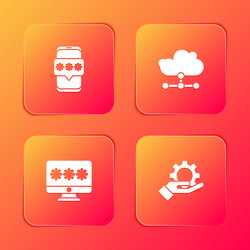 set mobile and password network cloud connection vector image