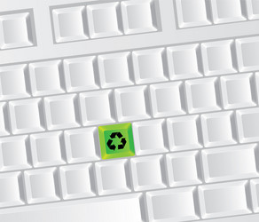 white computer keyboard with recycle symbol icon vector image