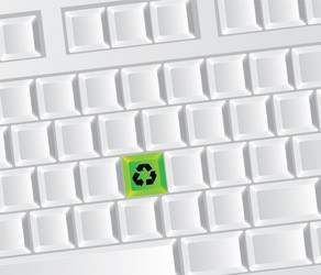 White computer keyboard with recycle symbol icon vector