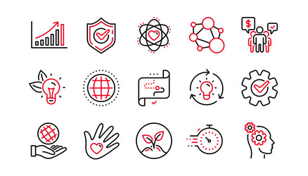 core values line icons integrity target purpose vector image
