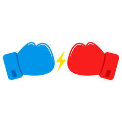 Red and blue boxing gloves confrontation between vector