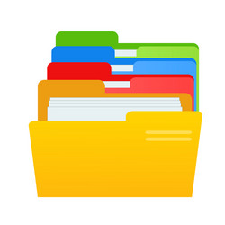 Web computer color folders with documents files vector