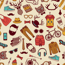 seamless pattern with specific elements of hipster vector