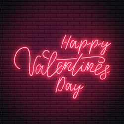valentines day neon sign with bright lettering Vector Image
