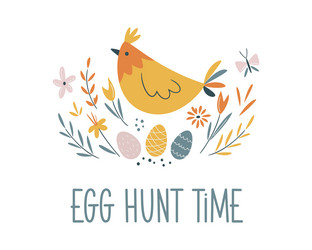 easter card hand-drawn design of spring greeting Vector Image