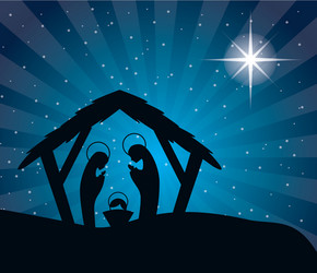 Nativity Scene Silhouette Vector Image