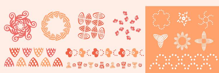 peach fuzz botanical set texture motif vector image