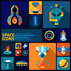 Space icons flat set vector