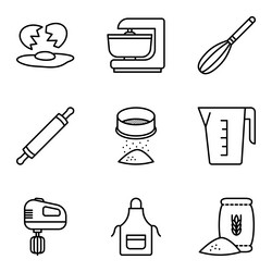 Baking editable stroke icon set Royalty Free Vector Image