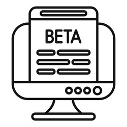 desktop computer displaying beta software version vector image