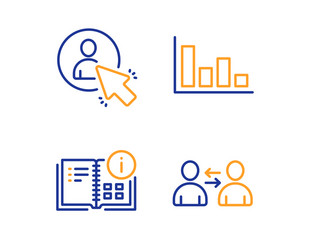 Instruction info user and histogram icons set vector